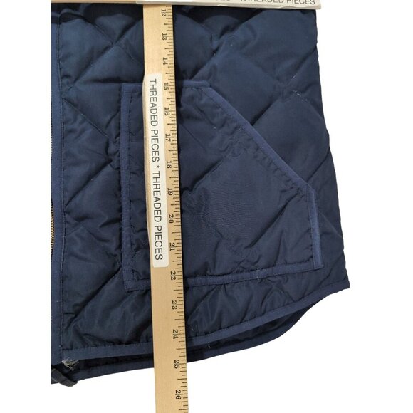 J Crew Quilted Puffer Down Vest Womens XL Blue Full Zip Pockets Outdoor Warm - Picture 9 of 10